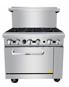 Atosa AGR-6B 36'' Gas Range with (6) 32000 BTU Open Burners with (1) 26" 1/2 Wide Oven