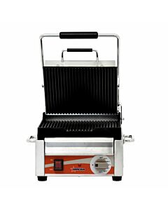 Omcan Single Panini Grill Grooved Top and Bottom - 10" x 11" - 1.5 KW