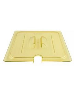 Cambro 20HPCHN150 Amber High Heat Food Pan Lid 1/2 Size, Notched, Handled