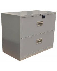 Omcan Light-Gray Legal Lateral File Cabinet with Two Drawers