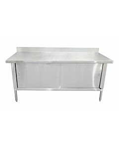 Zanduco 30" Depth Stainless Steel Enclosed Worktable with Cabinet, Sliding Doors, and Backsplash-Knockdown