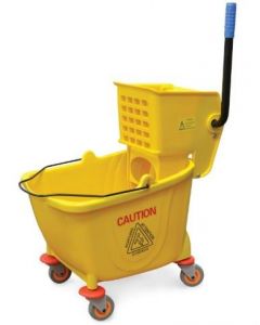 Omcan Yellow Single Bucket Mop Wringer with 32 L Capacity