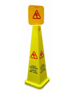 Omcan Square Caution Cone - English/Spanish Yellow