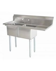 Zanduco REFURBISHED -24X24X14 TWO TUB SINK WITH CORNER DRAIN WITH RIGHT DRAIN BOARD