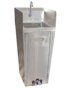 Zanduco Pedestal Sink with 16"  X 14"  X 6"  Bowl, Side Splashes, Foot Valve, And Faucet