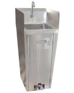 Zanduco Pedestal Sink with 16"  X 14"  X 6"  Bowl, Side Splashes, Foot Valve, And Faucet