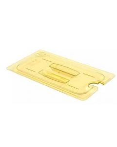 Cambro 30HPCHN150 Amber High Heat Food Pan Lid 1/3 Size, Notched, Handled