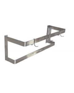 Omcan Stainless Steel Wall-Mounted Pot Rack -36"  with 3 Pc Plated Pot Hooks