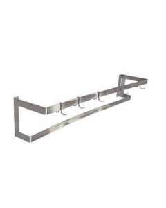 Omcan Stainless Steel Wall-Mounted Pot Rack -60"  with 5 Pc Plated Pot Hooks