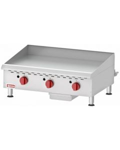 Omcan Countertop Stainless Steel Gas Griddle with Thermostatic Control - 3 Burners