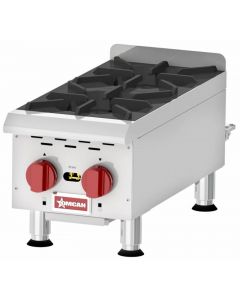 Omcan Countertop Stainless Steel Gas Hot Plate with 2 Burners Natural Gas with Propane Conversion Kit - 44,000 BTU