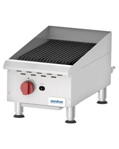 Zanduco Countertop Stainless Steel Gas Charbroiler with 1 Burner Natural Gas with Propane Conversion Kit - 40,000 BTU