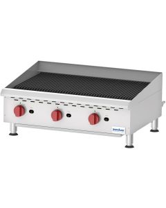 Zanduco Countertop Stainless Steel Gas Charbroiler with 3 Burners Natural Gas with Propane Conversion Kit - 120,000 BTU