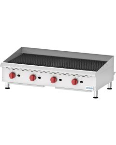 Zanduco Countertop Stainless Steel Gas Charbroiler with 4 Burners Natural Gas with Propane Conversion Kit - 160,000 BTU