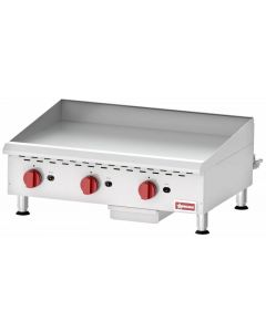 Omcan Countertop Stainless Steel Gas Griddle with Manual Control - 3 Burners
