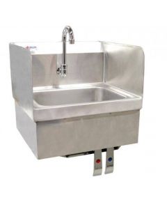 Zanduco Hand Sink with Knee Valve, Side Splashes, Faucet And Drain