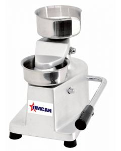 Omcan Top-Down Press Patty Maker with Rear-Mounted Paper Holder and 5.2" Diameter