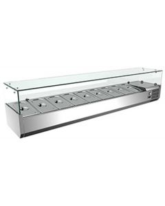 Omcan 79" Refrigerated Topping Rail with Sneeze Guard and 9 Pan Capacity