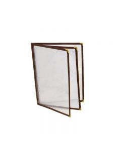 Omcan Three Page Menu Holder - Brown 9.25" x 11.75" 39805