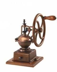 Omcan Manual Coffee Grinder - Brown cast-iron & Beech wood, with wooden base