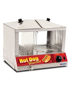 Omcan Hotdog Steamer and Bun Warmer with Tempered Glass - 1200 Watts