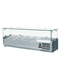 Omcan 55" Refrigerated Topping Rail with Sneeze Guard and 5 Pan Capacity