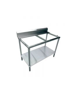Zanduco 30" x 36" Solid Poly Top Table with Undershelf with 6" Backsplash