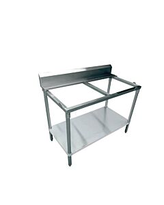 Zanduco 30" Depth Solid Poly Top Table with Undershelf and 6" Backsplash