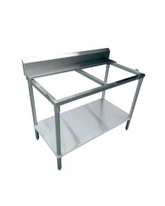 Zanduco 30" x 48" Solid Poly Top Table with Undershelf with 6" Backsplash