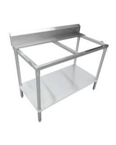 Zanduco 30" x 72" Solid Poly Top Table with Undershelf with 6" Backsplash