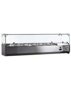 Omcan 59" Refrigerated Topping Rail with Sneeze Guard and 6 Pan Capacity