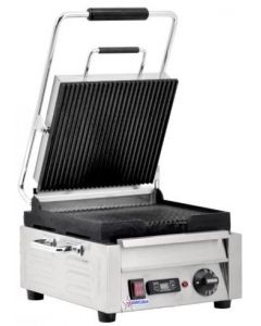 Omcan 10" Panini Grill Small Ribbed with Timer