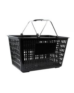 Omcan 18.75" X 11.5" Plastic Grocery Market Shopping Basket - Black