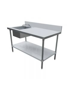 Omcan 30" X 72" All Stainless Steel Table with Left Sink and 6" Backsplash with Faucet