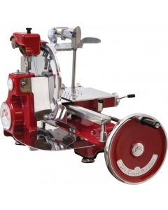 Omcan Volano Historic 12.5" Manual Meat Slicer with Standard Flywheel - Red
