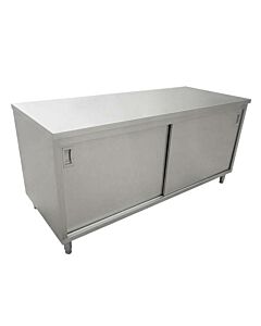 Omcan 24" Depth Worktable with Cabinets and Sliding Doors