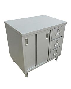 Omcan 30" Depth Worktable with Drawers, and Sliding Doors