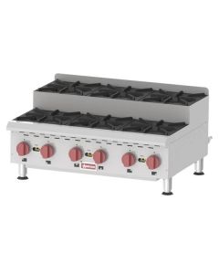 Omcan Countertop Stainless Steel Step Up Gas Hot Plates with 6 Burners