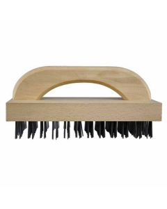 Omcan 9" Handle Butcher Block Brush with Wood Handle with 8 x 12 Rows Flat Carbon Wires