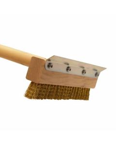 Omcan 10" Heavy Duty Brass Pizza Oven Brush with 40" Handle (1 1/8" Thick)
