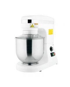 Omcan 7-QT White Planetary Countertop Mixer with Guard - 110V, 270W