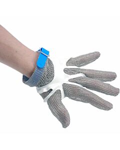 Omcan 5 Finger Stainless Steel Mesh Glove with Silicone strap