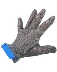 Omcan 5 Finger Mesh Glove, Reversible - L, Blue Strap