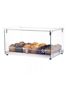 Omcan 1 Tier Square Front Glass Display Case with Front and Rear Doors - 22" x 15" x 12"