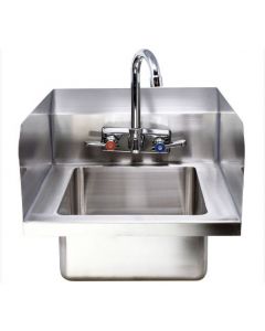 Zanduco Fabricated Wall Mounted Hand Sink with Sides Splash, 4" Faucet & Drainbasket