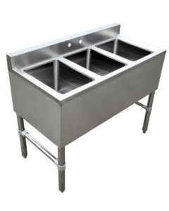 Zanduco 3 Compartment Underbar Sink with No Drain Board 10" X 14" X 10"