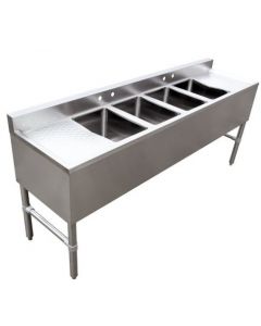 Zanduco 4 Compartment Underbar Sink 10" X 14" X 10" with Left and Right Drainboard