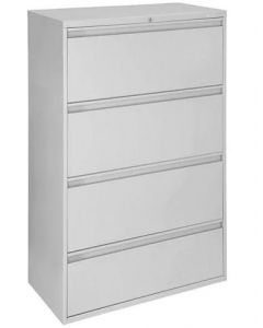 Omcan Lateral File Cabinet - 36" Wide, 4 Drawer, Light Gray