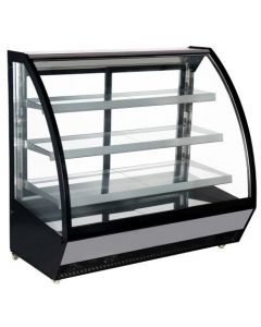 Zanduco 60" Curved Glass Refrigerated Floor Display Case with Front Hinge Door