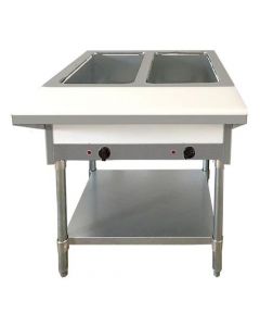 Zanduco 30" Electric Open Well Steam Table with 2 Pan Size Tray, Cutting Board and Under-shelf